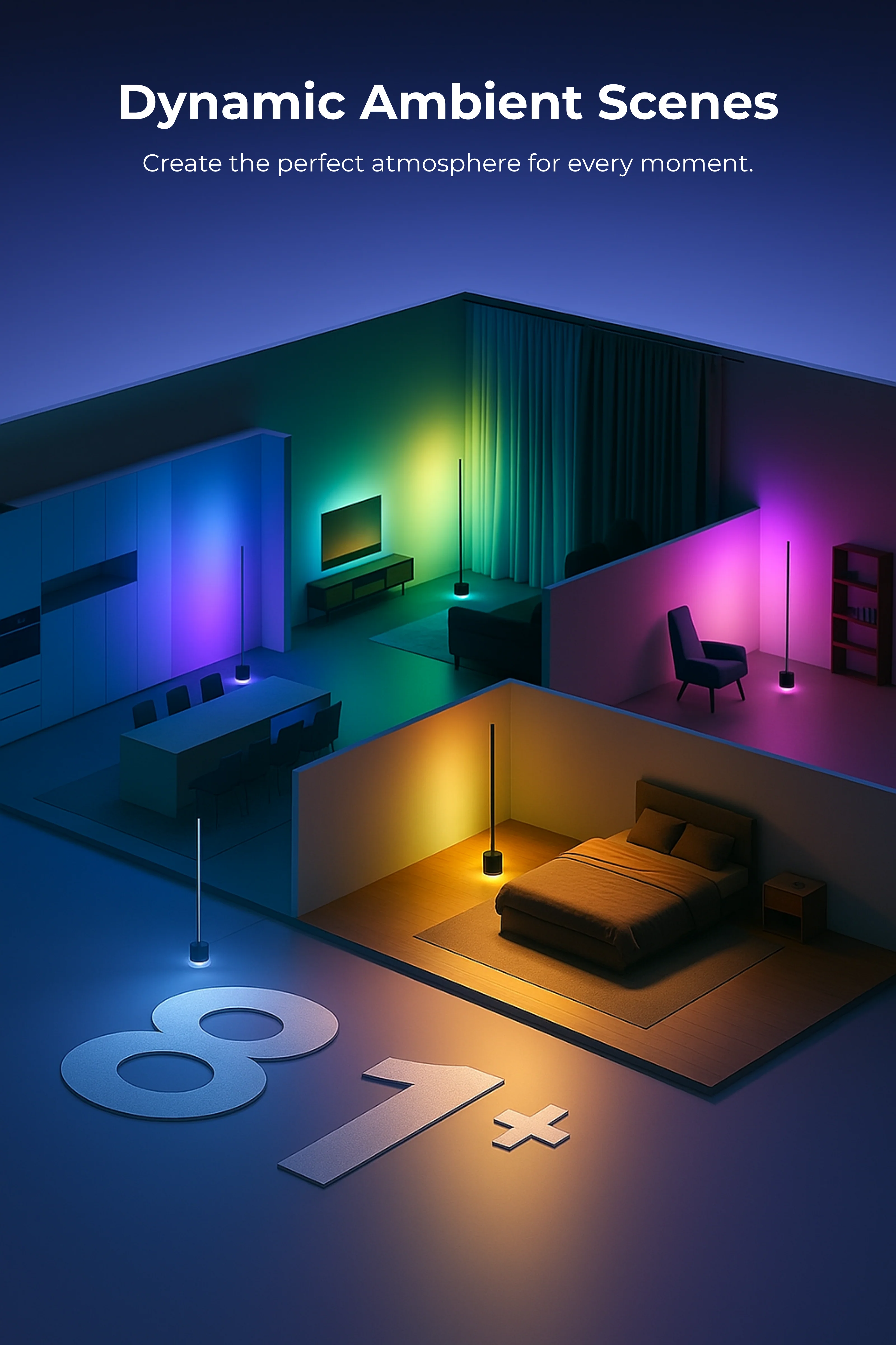 Apex RGBICW Floor Lamp with Speaker - Image 3