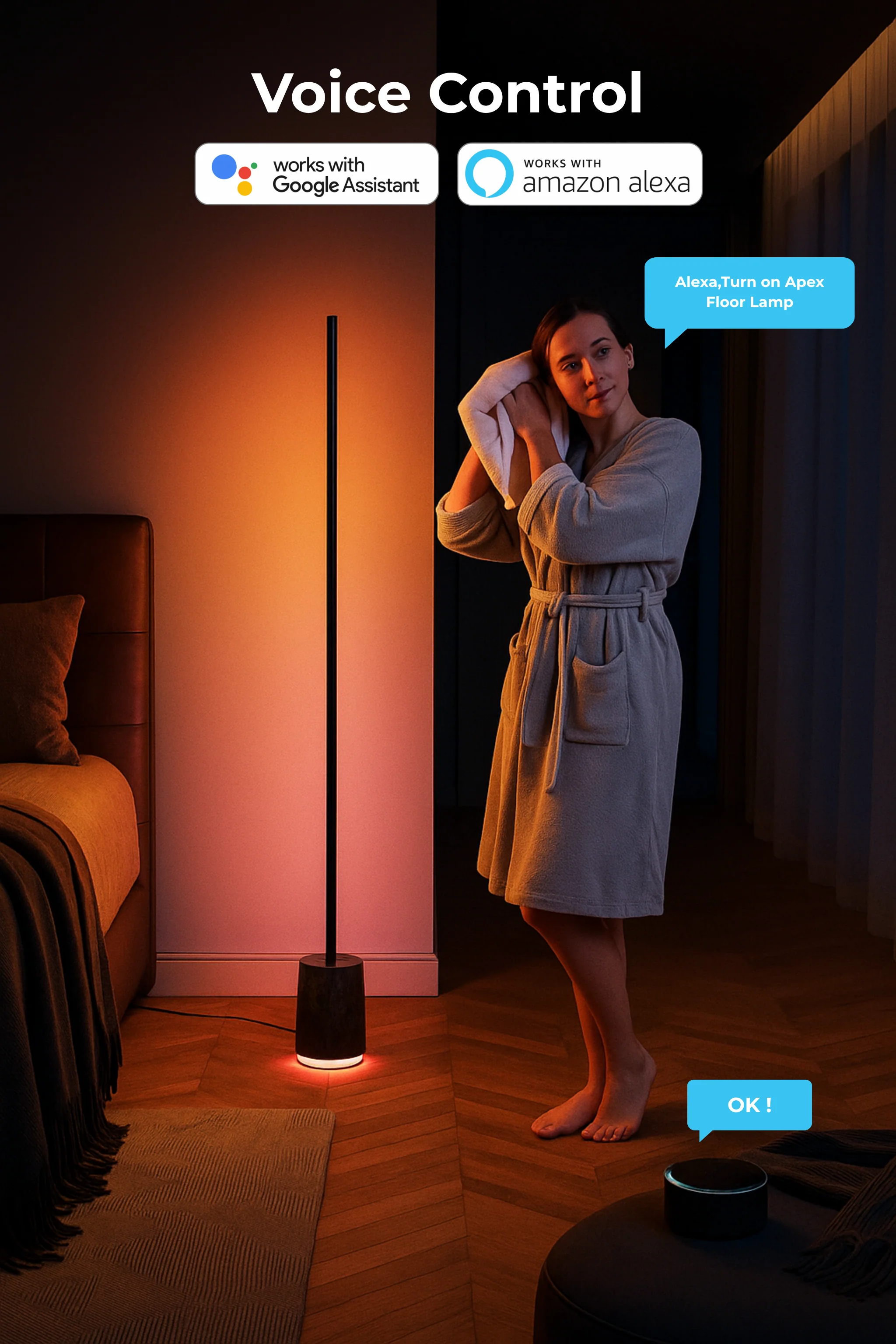 Apex RGBICW Floor Lamp with Speaker - Image 6